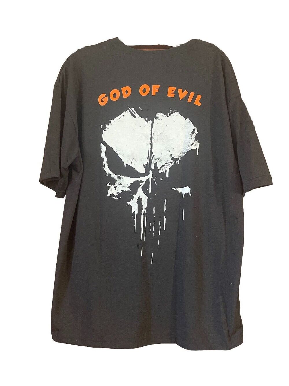 God Of Evil Men's L Regular Fit Leotude Short Sleeve T Shirt Two Sided Skull